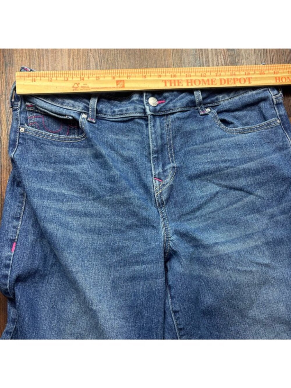 True Religion Bobbi Low Slung Baggy Wide Leg Jeans Medium Wash Size 32 - Picture 7 of 11